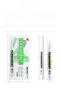 LIT L-580 white marker pen with 1.0mm tip showing dimensions and box specifications