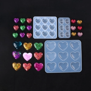 DIY heart silicone mold set for resin casting with three sizes for Valentine's Day gifts