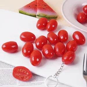 Simulation Cherry Tomato PVC Food Model Keychain Realistic Vegetable Photography Prop Pendant Decorative Accessory