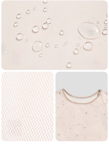 Detail of waterproof breathable mesh fabric with star moon pattern and stain resistant coating