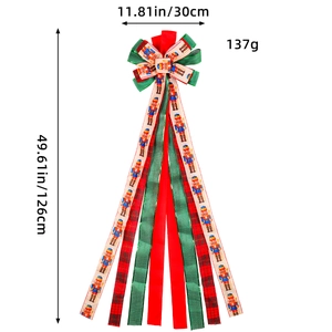 Nœud de sapin de Noël avec motifs casse-noisette rouge et vert, taille 30x126 cm