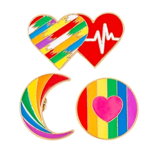 Creative Rainbow Moon Heart ECG Enamel Brooch Zinc Alloy Drip Oil Lapel Pin Badge For Bags Clothes Women Men Fashion Jewelry