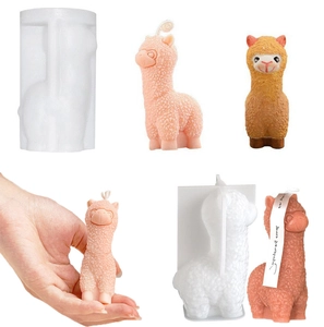 Alpaca Silicone Mold 3D Animal Shape For DIY Aromatherapy Candle Plaster Ornament Making Realistic Fur Texture Reusable