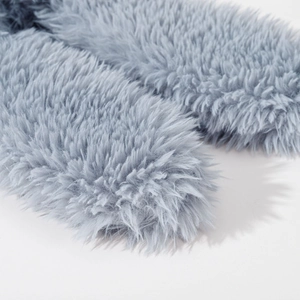Plush bunny ear fisherman hat in soft grey faux fur for cute winter warmth and style