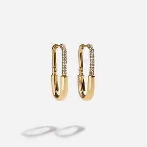 Minimalist 18K gold paperclip earrings with micro-paved sparkling cubic zirconia stones