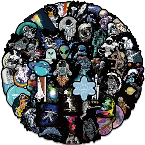 50 waterproof cartoon space astronaut graffiti stickers for luggage and guitar DIY deco