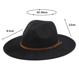 Spécifications détaillées de taille pour chapeau fedora noir en suède avec bord de 8,5cm