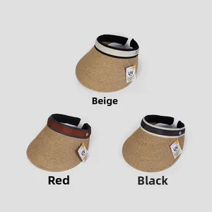 Viseras de paja con protección UV para mujer en colores beige, rojo y negro