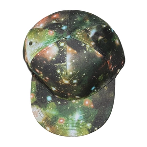 Unisex galaxy print flat brim baseball cap with adjustable strap for hip hop style
