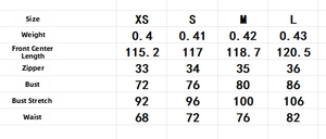 Size chart showing bust and waist measurements for this elegant sequin jacquard party dress