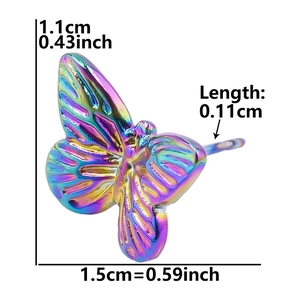 Guida taglie orecchini farfalla arcobaleno con altezza 1,1 cm e larghezza 1,5 cm