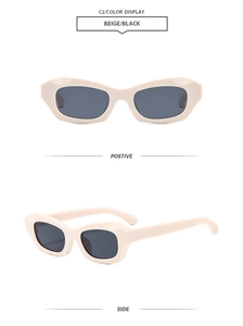 Detailed views of beige cat eye sunglasses showing front and side perspectives