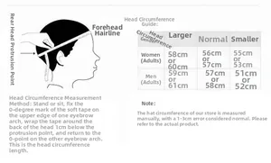 Size guide with head circumference measurement instructions and dimensions chart for straw hats