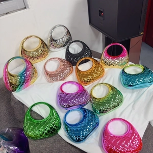 Sac Bandoulière Femme Acrylique Métallique Brillant Matelassé Soirée Sac À Main Avec Bandoulière Chaîne Métal