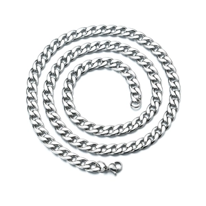 Stainless Steel Curb Chain Necklace Polished NK Link Hip Hop Punk Streetwear Jewelry For Men Women