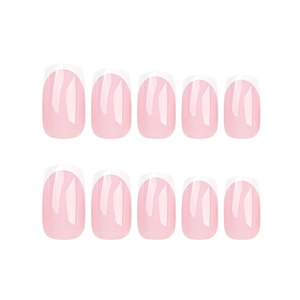Ensemble d'ongles à presser français classiques avec pointes blanches et base rose