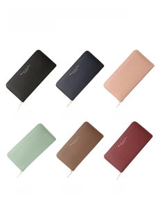 Multi-color long zip wallets in crosshatch leather with gold Forever Sunshine text