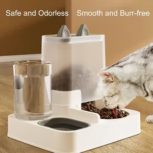 2-in-1 automatic pet feeder and waterer station with stainless steel bowl and gravity system