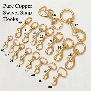 Solid Brass Swivel Snap Hook Bolt Clasp For Leather Craft Pet Leash Bag Strap Keychain DIY Jewelry Making Hardware