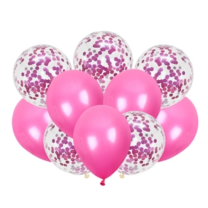 Pink and clear confetti latex balloons set for wedding and birthday party decorations