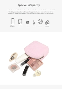 Pink corduroy makeup pouch detail showing large capacity for phone and cosmetics