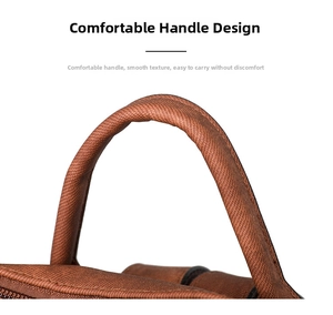 Close-up of comfortable brown woven texture handle on a versatile women's backpack
