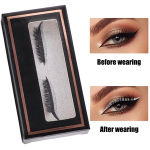 Black false eyelashes with silver glitter eyeliner band set in rose gold box