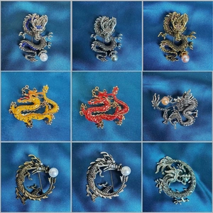 Vintage Chinesischer Stil Legierung Drache Brosche Mit Strass Künstliche Perle Anstecknadel Für Damen Herren Drachen Reversnadel Schmuck