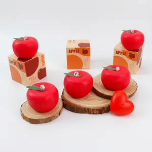 Vela Aromática Con Forma De Manzana Realista Simulación Fruta Parafina Cera De Soja Para Nochebuena Cumpleaños Decorativa Regalo
