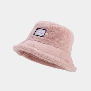 Bob en peluche rose avec écusson MAKE IT HAPPEN pour femme en automne et hiver