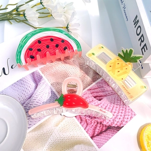 Pince À Cheveux En Acrylique Motif Fruits Transparent Jelly Style Été Accessoires De Coiffure Mode Pour Femmes