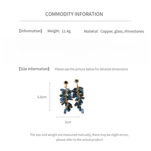 Detailed chart showing 6.6cm length and copper glass materials for beaded earrings