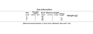 Size chart for slim-fit blazer and trousers set with measurements in cm for S to L