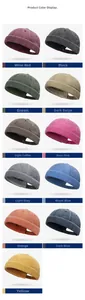 Multiple colors of washed cotton docker hats with adjustable straps in a grid display