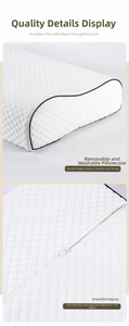Ergonomic memory foam pillow with a removable washable cover and hidden zipper detail