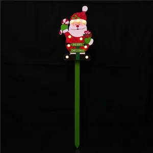 Outdoor LED Santa Claus garden stake light with Merry Christmas sign, 90cm height
