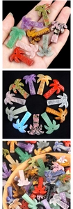 Multiple colorful natural gemstone coconut tree pendants for DIY jewelry making