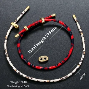 Adjustable leopard print leather cord bracelet with gold sliders and 3.0mm diameter cord