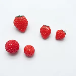 Five-piece realistic red resin strawberry DIY accessories for phone cases and hair clips
