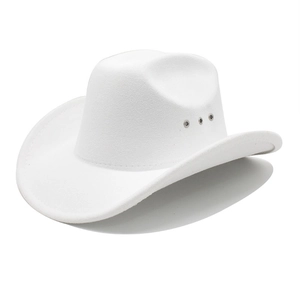 Chapeau de cowboy classique en feutre blanc avec aérations latérales et large bord