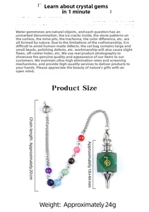 Detail of Chakra pendant showing dimensions 18x44 mm and 20 cm chain length specifications