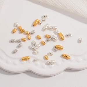 Silver Irregular Cut Rice Spacer Beads Baroque Style Barrel Beads Electroplated Metal Beads For DIY Jewelry Making Necklaces Bracelets