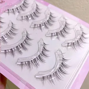 Five pairs of natural fairy style false eyelashes with invisible clear band in a box