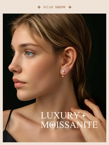 On-ear display of elegant S925 silver stud earrings with moissanite and pearls