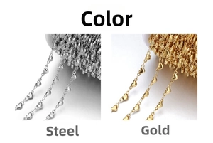 Detailed comparison of steel and 18k gold plated stainless steel heart chain components