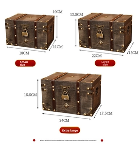 Tableau des tailles pour boîtes de rangement vintage en bois petit moyen et grand