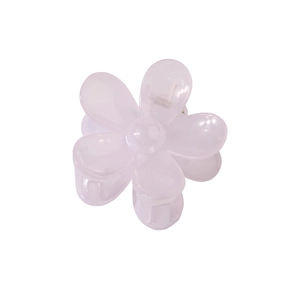 Detail of light purple flower hair claw clip with a glossy translucent jelly finish