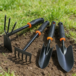 Garden Hand Tools Carbon Steel Black Rubber Ergonomic Grip For Planting Weeding Digging Soil Portable Home Gardening