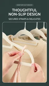 Detail of anti-slip shoulder grooves on non-slip velvet hangers for sweaters and camisoles