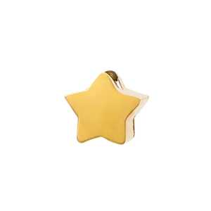 Détail d'un pendentif étoile à cinq branches en acier titane doré poli avec trou pré-percé